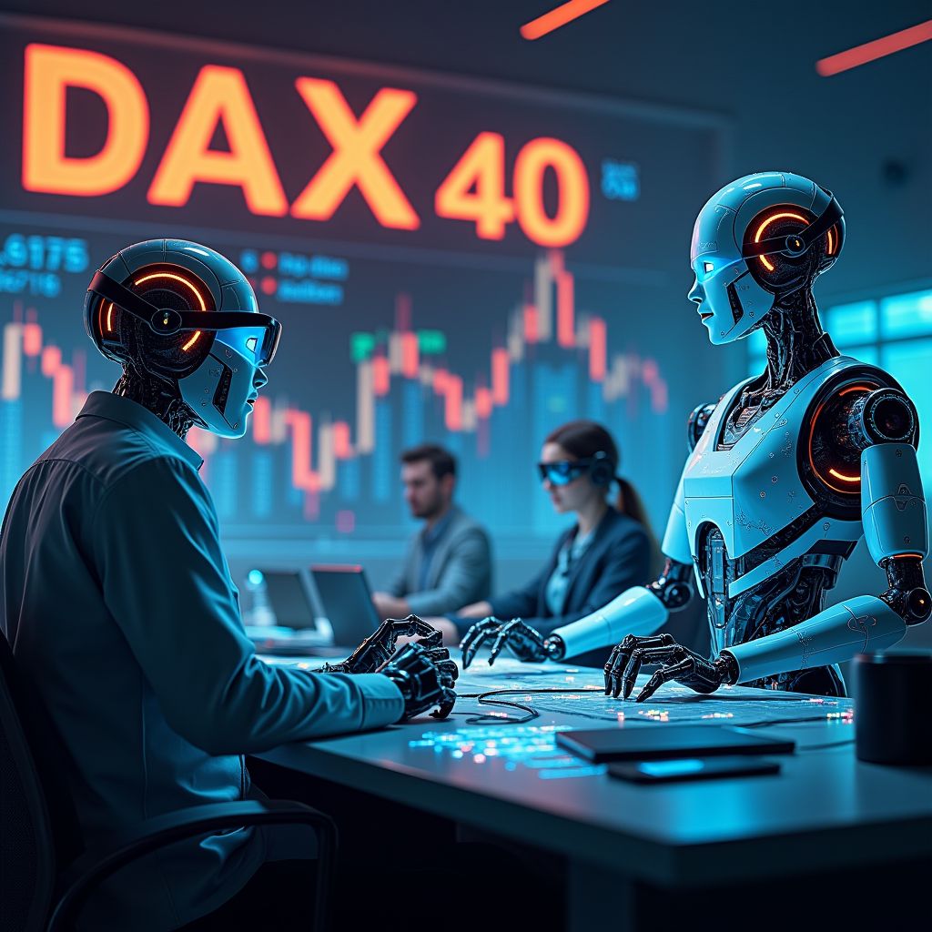 Gráfico de velas mostrando la evolución del precio del DAX en las fases de Evaluación, Preparación y Negociación.