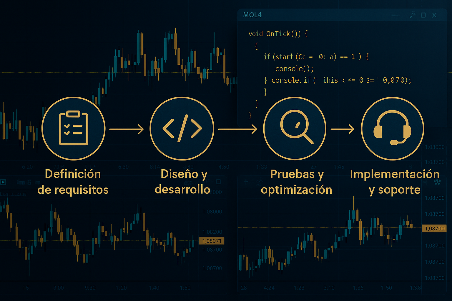 Proceso de creación de herramientas personalizadas para MetaTrader 4 con MQL4.