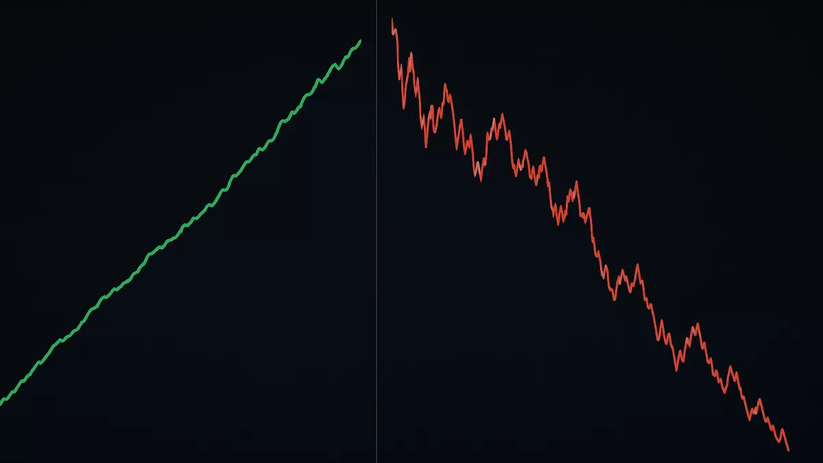 Comparativa visual entre backtest perfecto sobreoptimizado y resultados reales mostrando el peligro del overfitting en trading